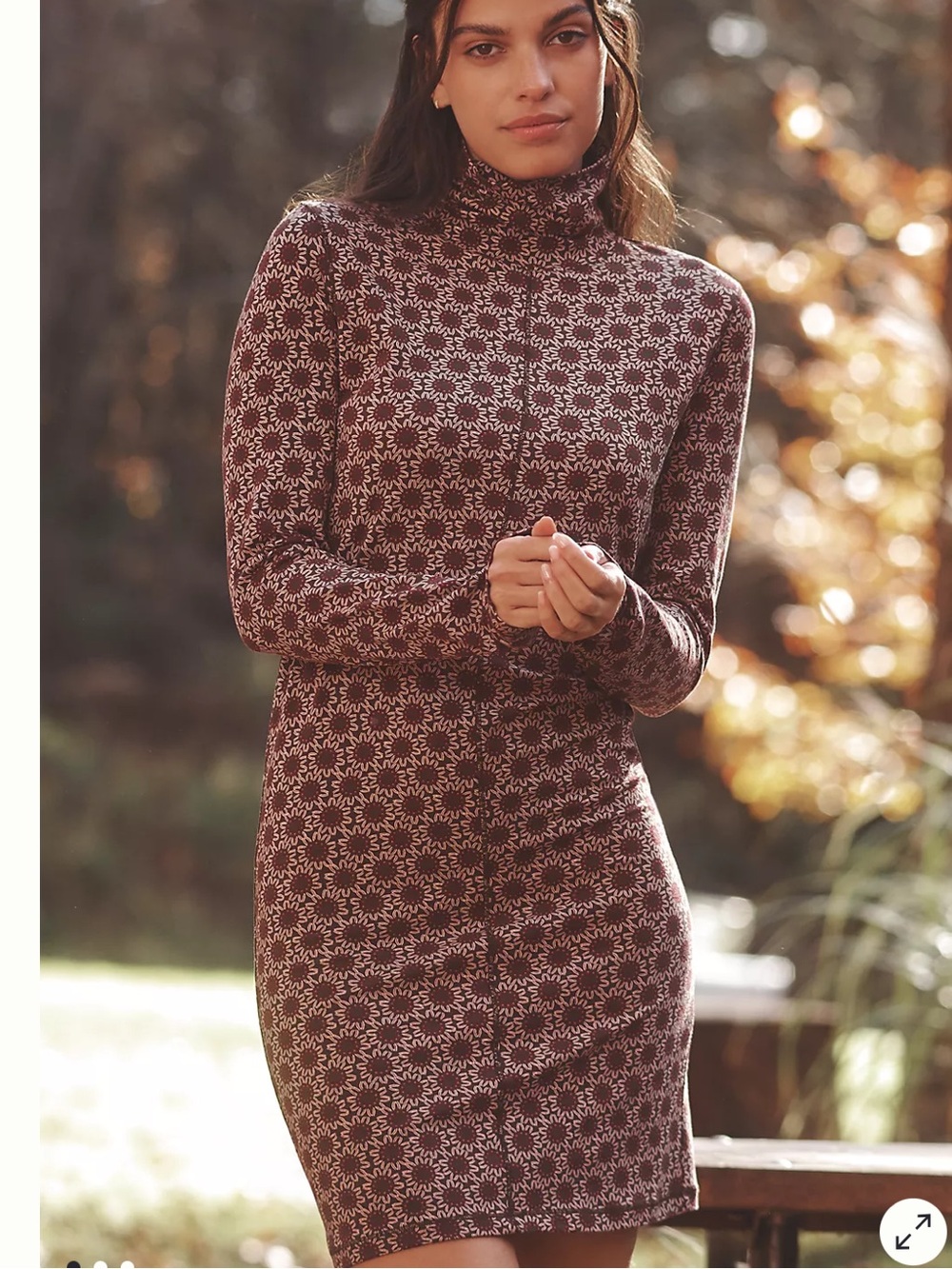 NEW Anthropologie Nation Astrid Wine Burgundy Long-Sleeve Turtleneck Mini Dress